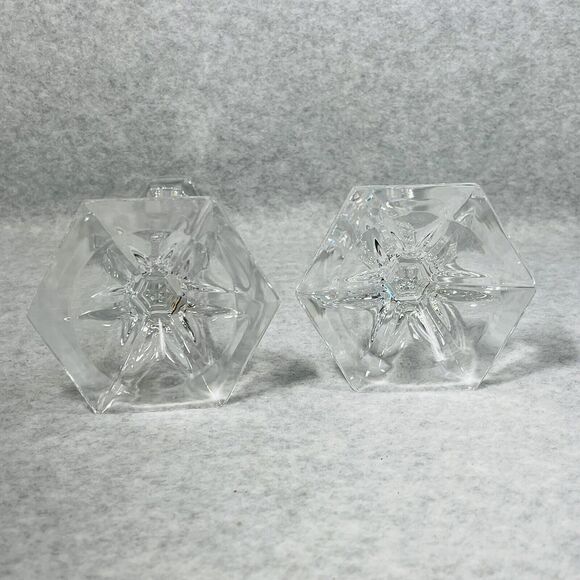 Pair of Mikasa Lead Crystal Cambridge Candleholders Candle Sticks‎ 6.75” - 9.75” - Picture 6 of 10